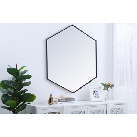 Elegant Decor Metal Frame Hexagon Mirror 41 Inch In Black MR4541BK